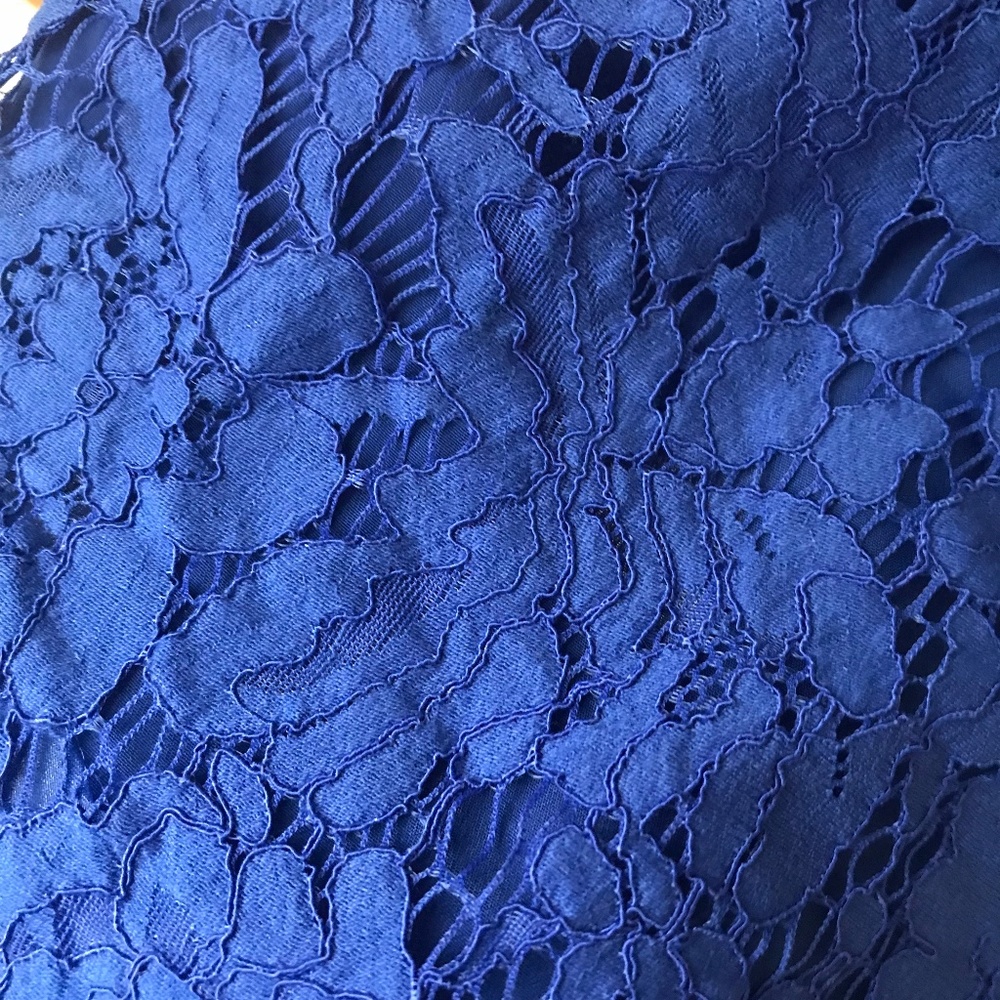 J. Crew Cobalt Blue Lace A-Line Long Sleeve Dress - Picture 7 of 7